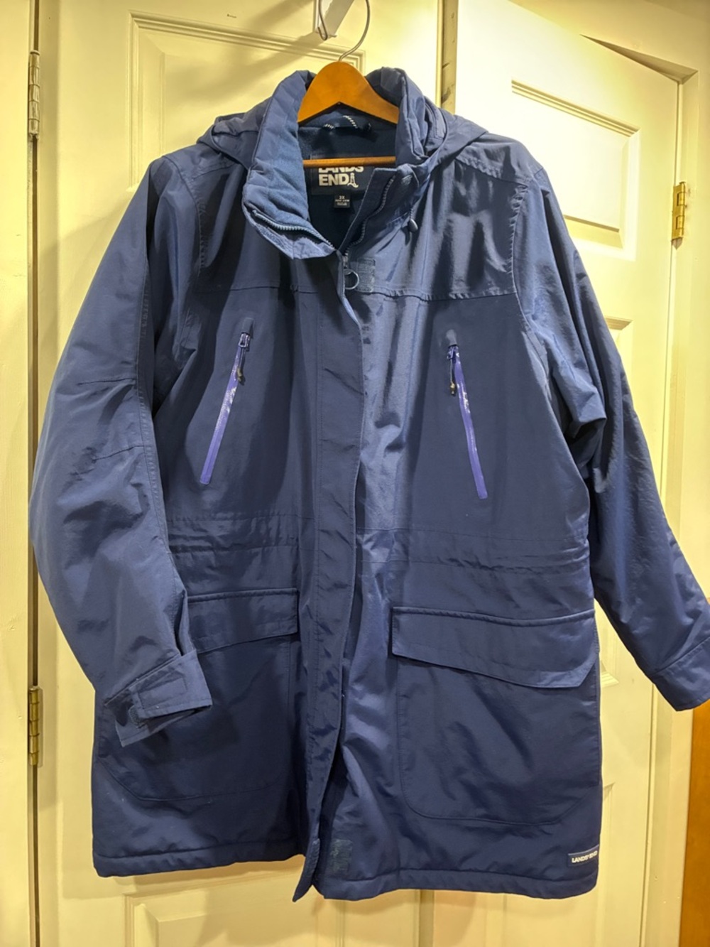 Navy Women's Hooded Lands' End Coat